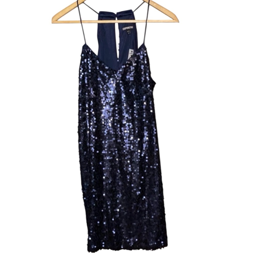 NWT #Express navy sequin dress. Size Large. Sparkling. Sexy.